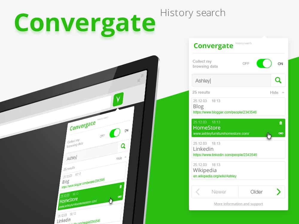 Met de startup Convergate vind je alles terug in je browsergeschiedenis