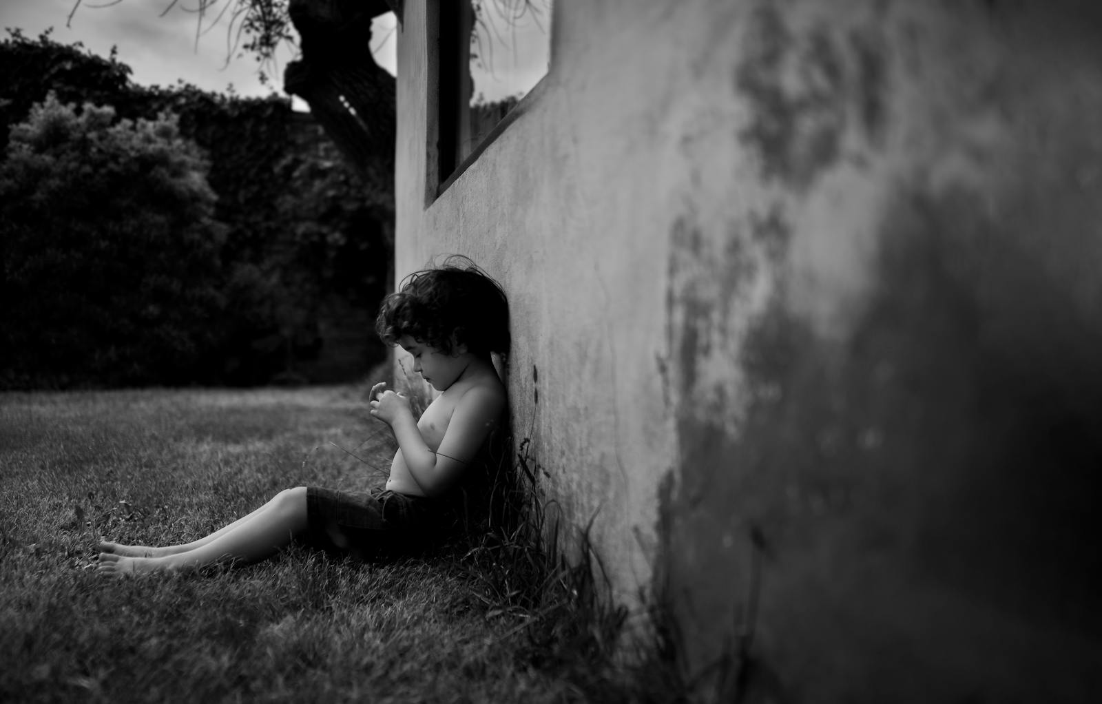 child looking down