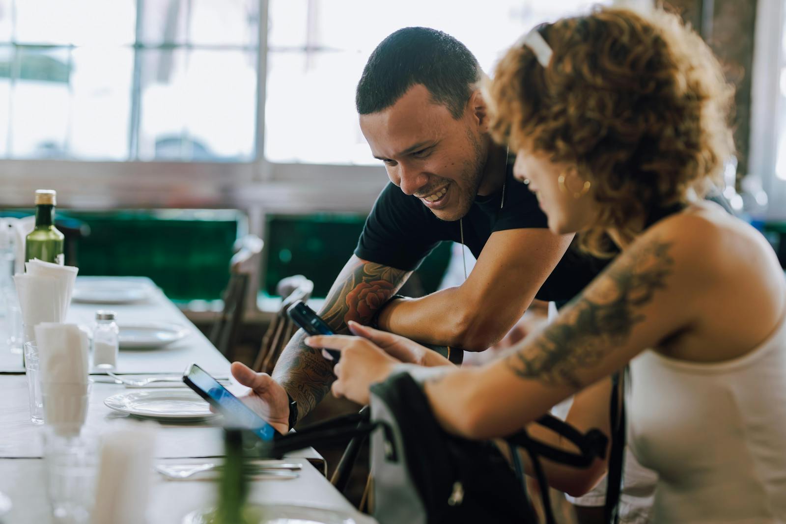 phone face down restaurant