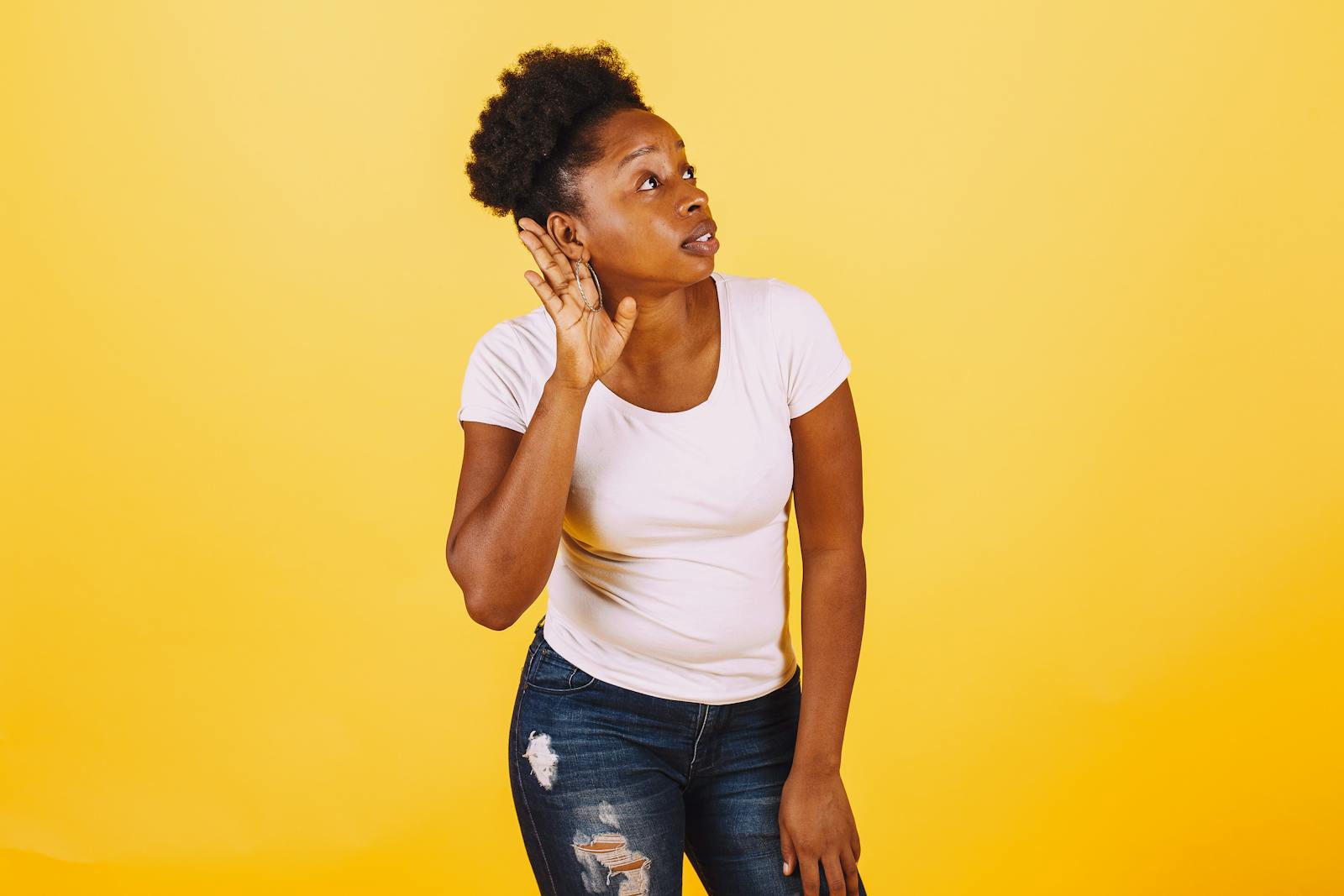 woman listening intently