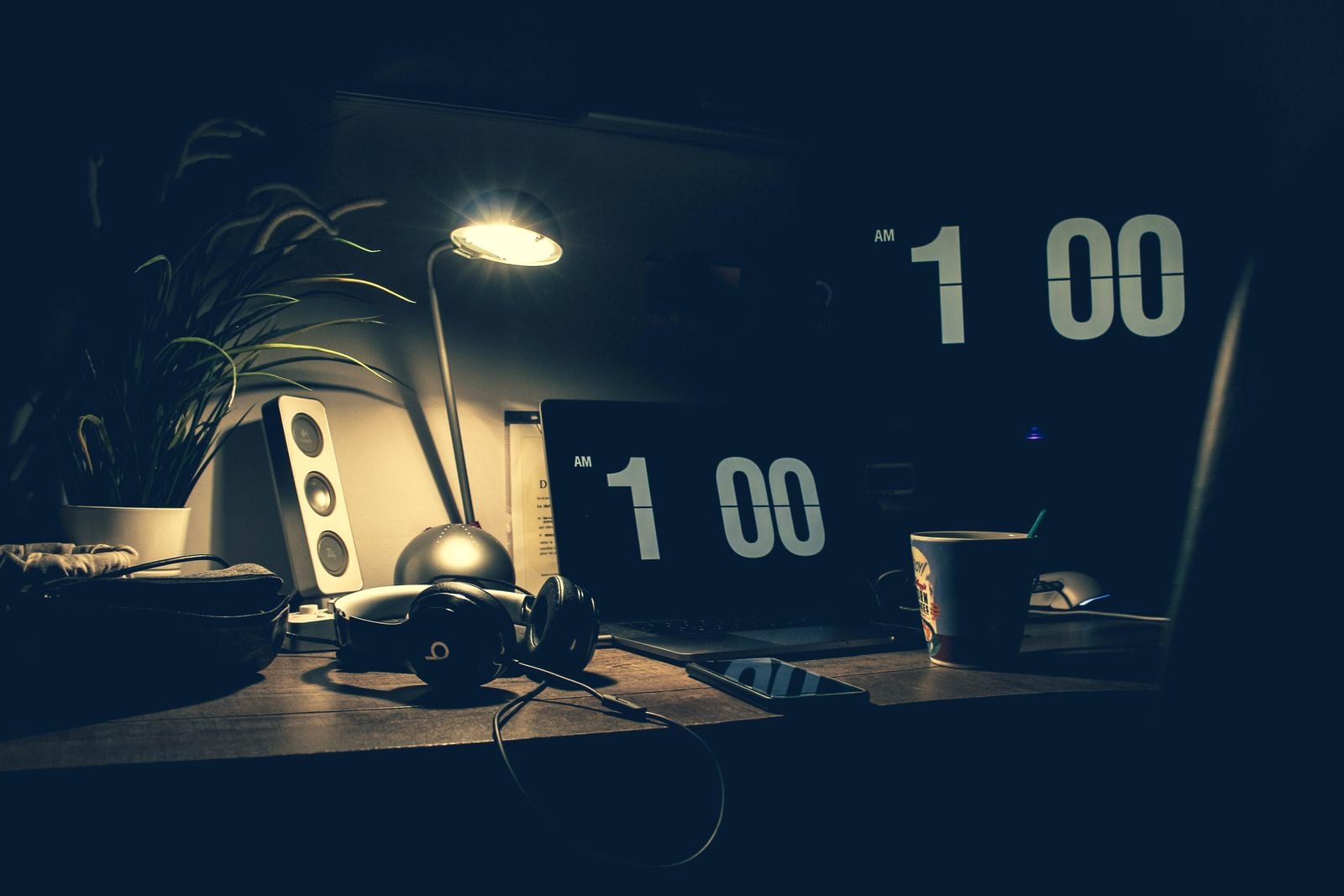 laptop late night working